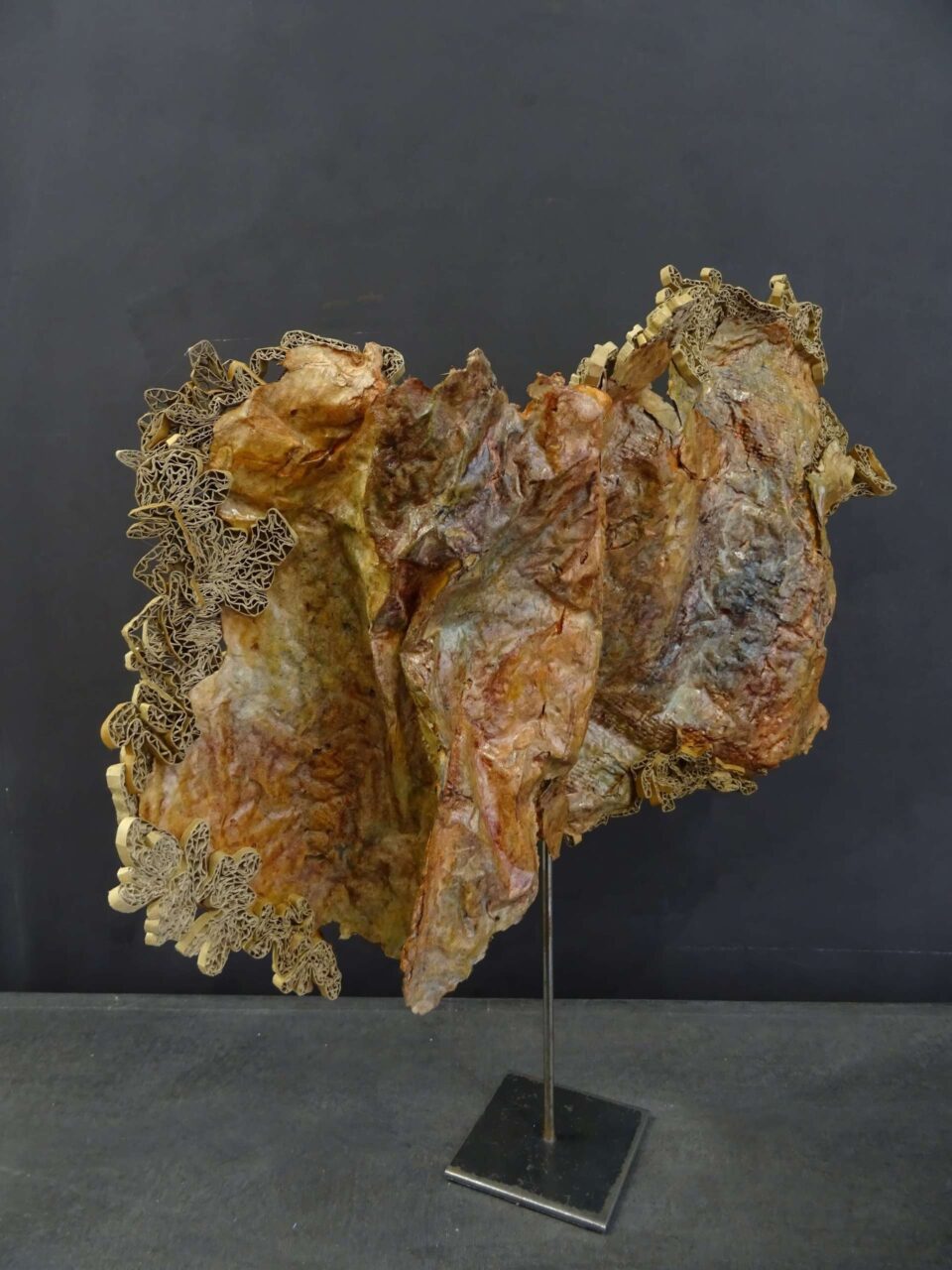 Osmose réf ls1, sculpture papier et carton, 42x43x13 cm, 2024