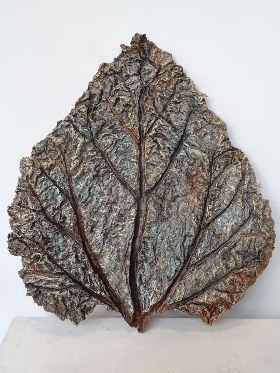 feuille fossile brun bleutée, réf ld22, h33x29x2 5 cm, 2024