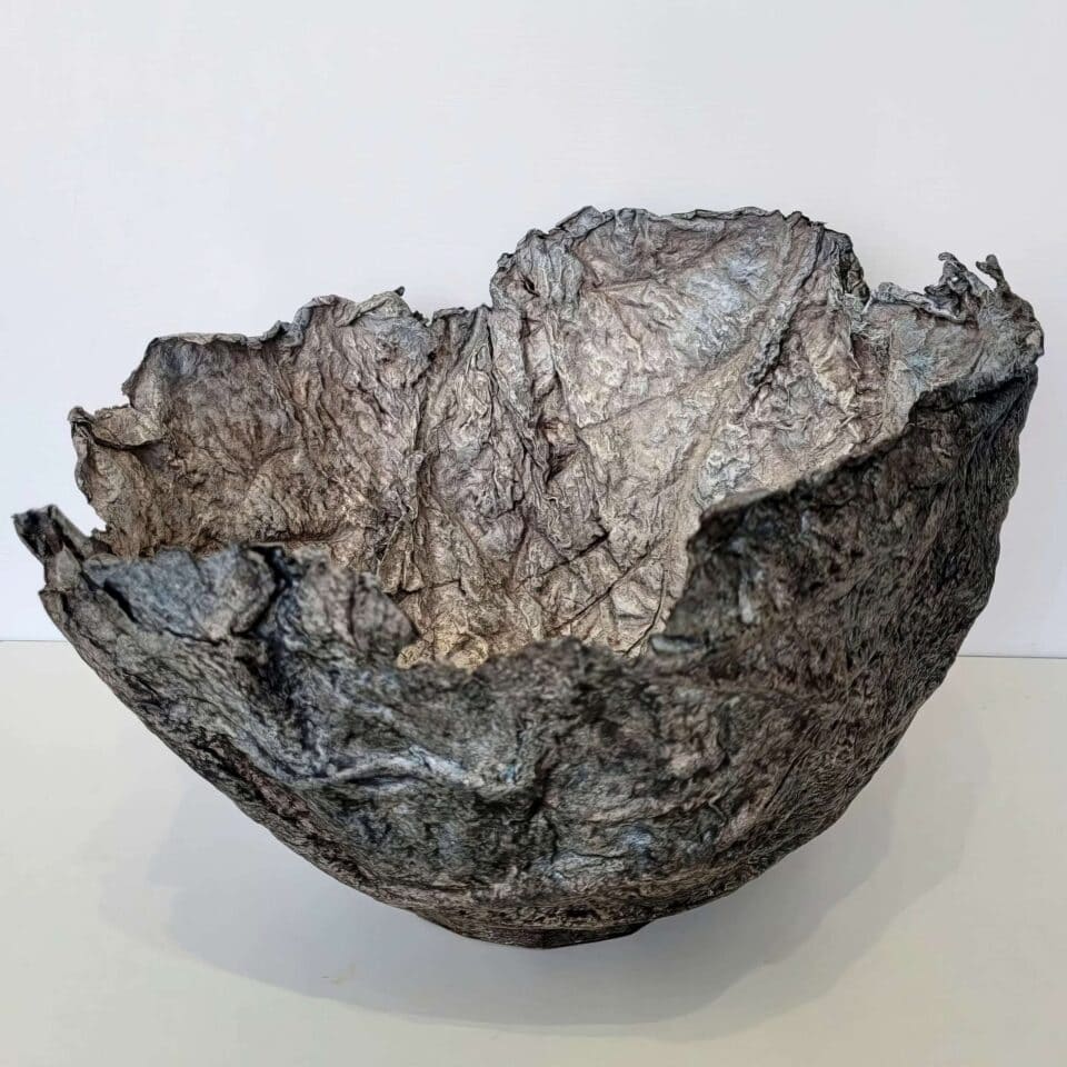 offrande réf kd6, papier recyclé empreintes végétale 46x38 cm, 2023