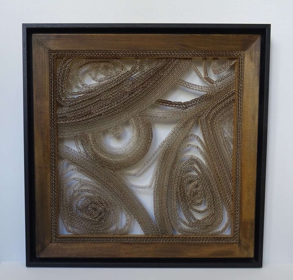 volutes, réf hc27, bas relief en carton, 50x50 cm, 2020